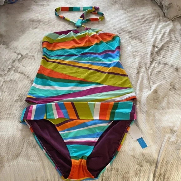 Bleu Rod Beattie Multi Color Tankini Set Size 10 - Picture 4 of 9